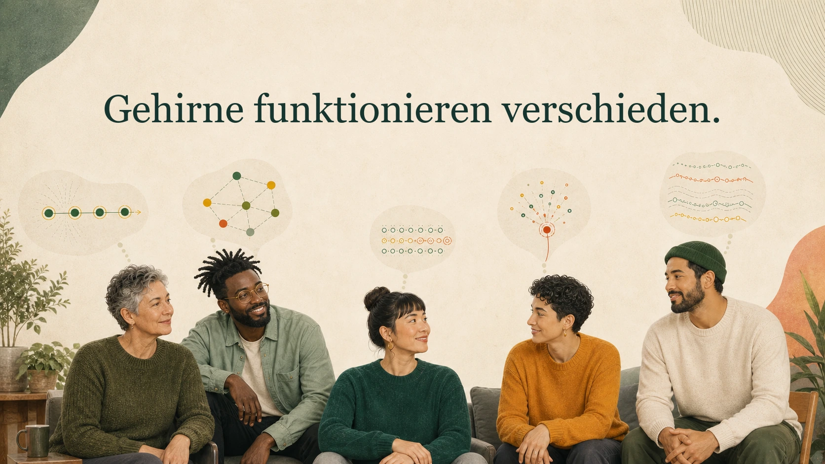Menschen unterschiedlichen Alters mit verschiedenen Denk- und Wahrnehmungsmustern